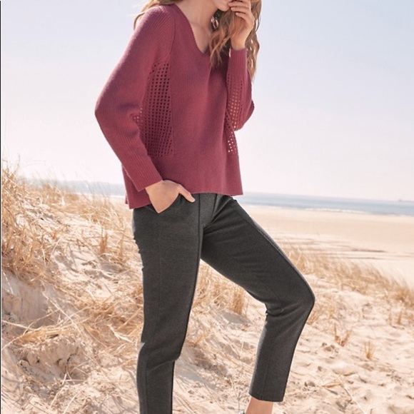 GARNET HILL Comfort Crop Trousers Pull-on Pants Heathered Charcoal Size Medium - Picture 3 of 13